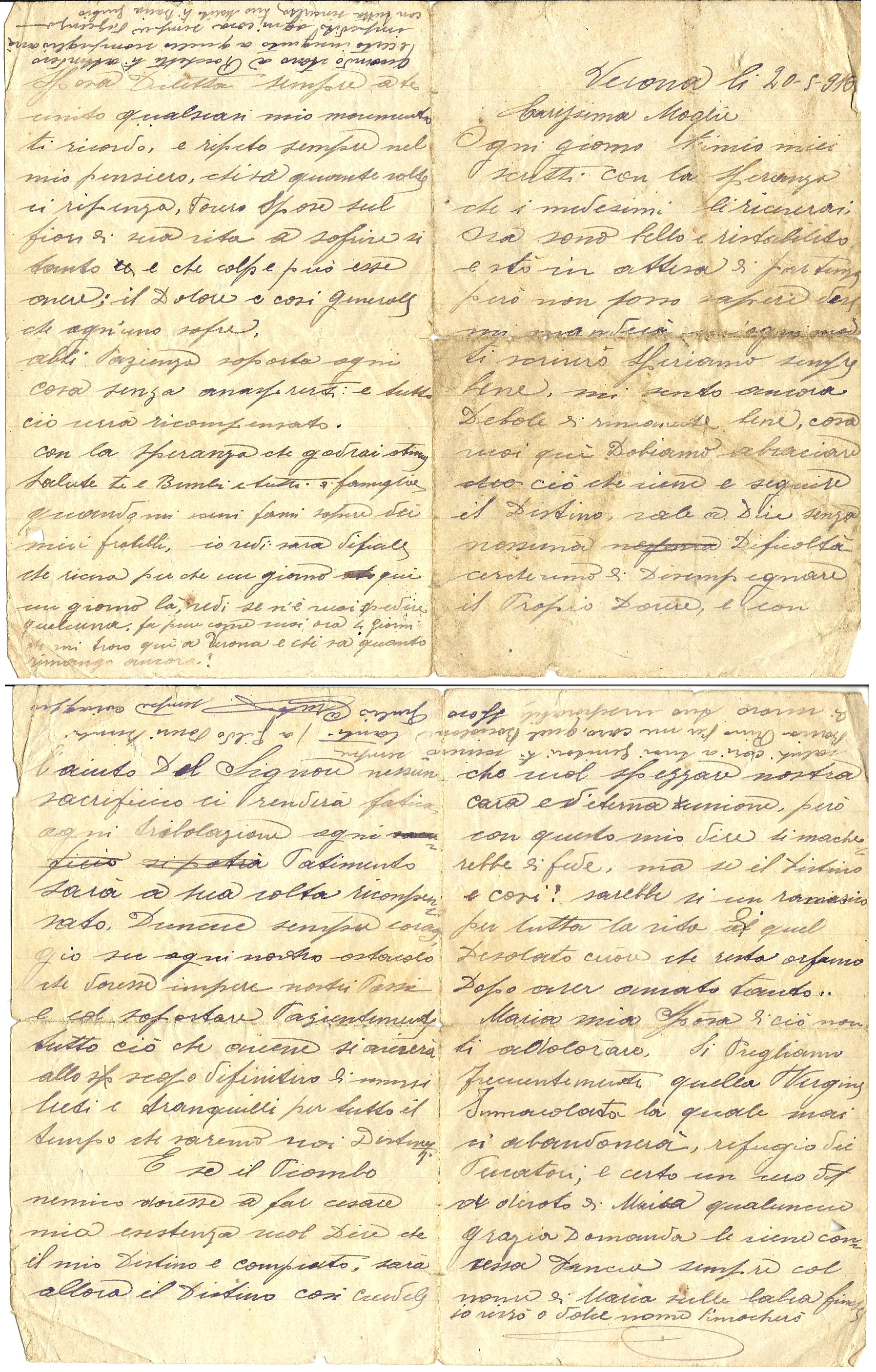 Lettera di Giulio a Maria del 20 maggio 16