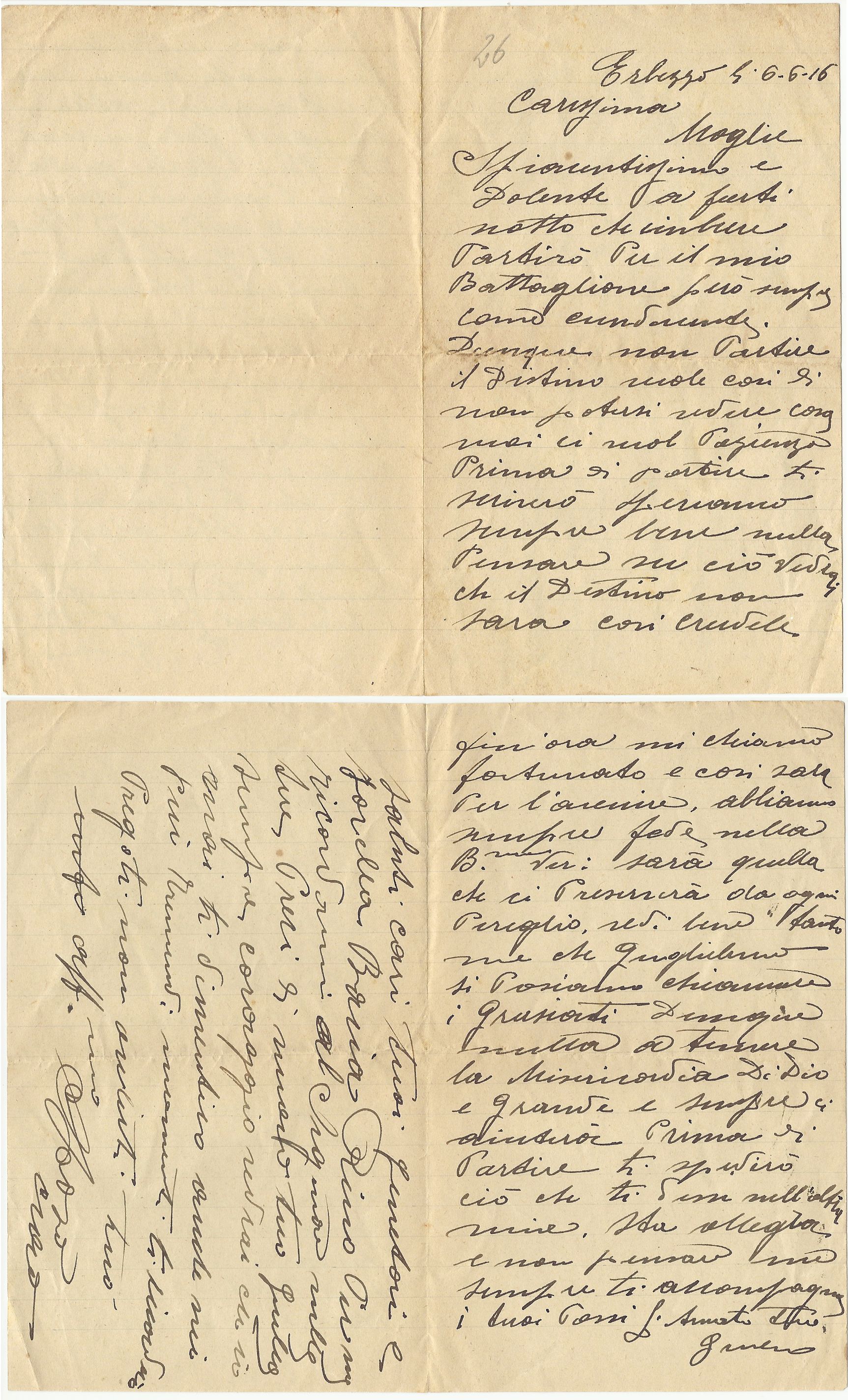 Lettera di Giulio a Maria del 6 giugno 16