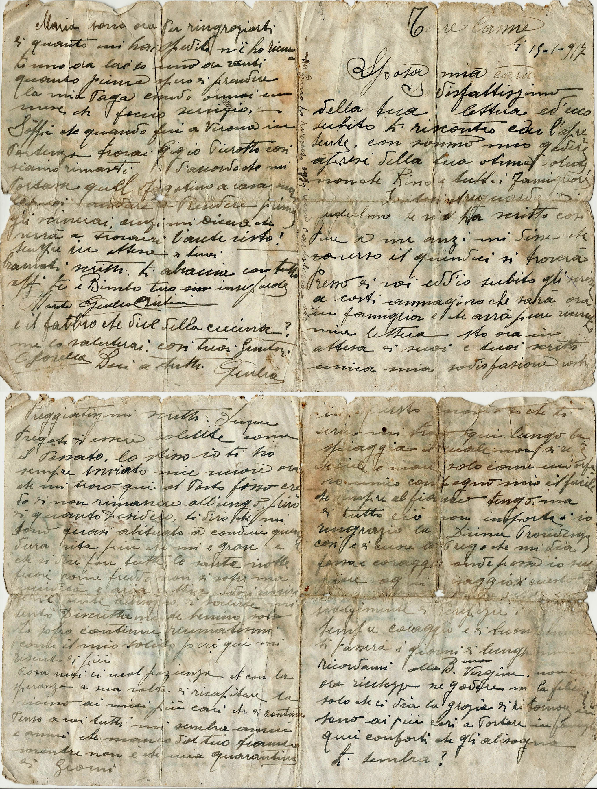 Lettera di Giulio del 15 gennaio 17