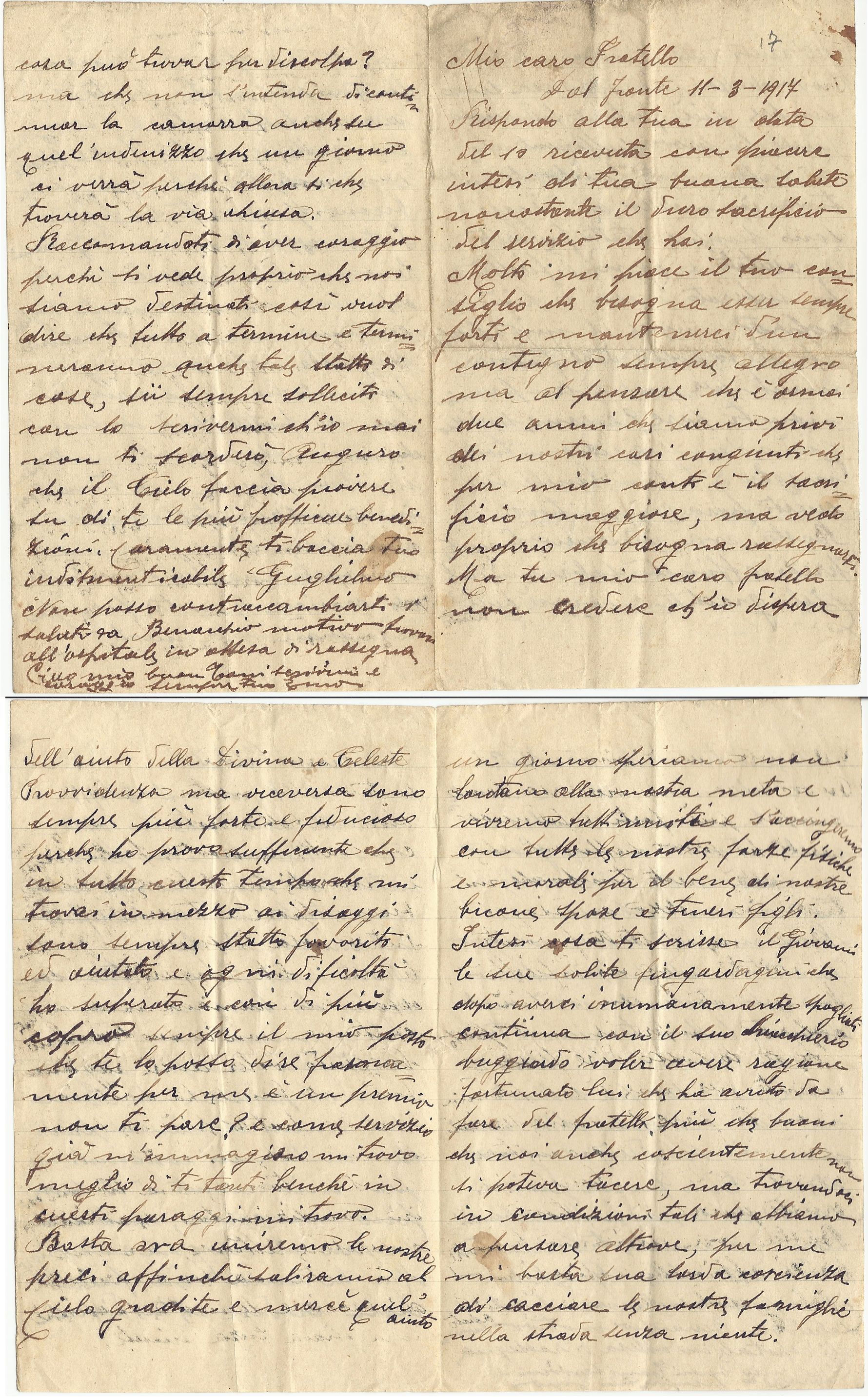 Lettera di Emo del 17 marzo 1917