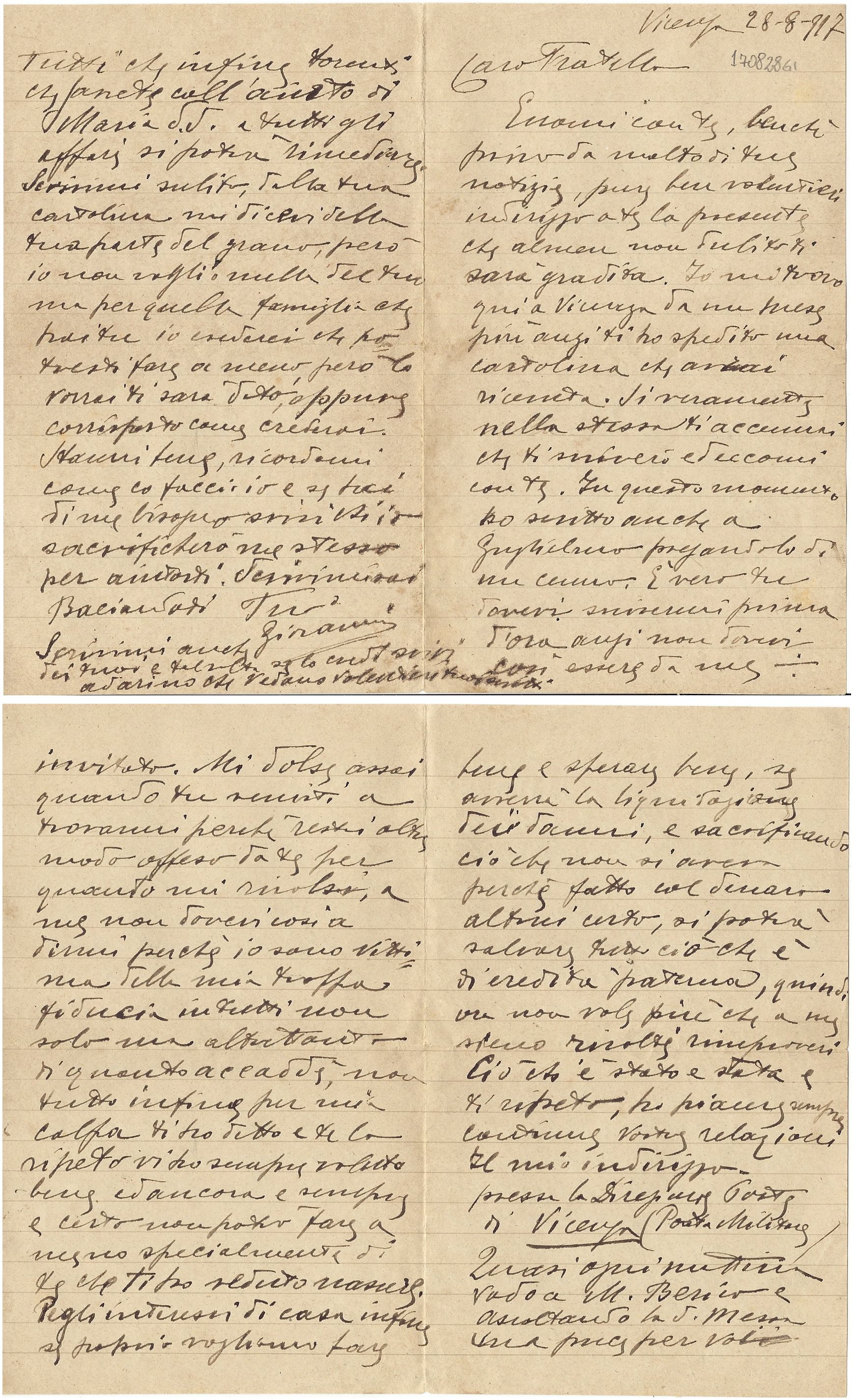 Lettera di Giovanni a Giulio del 28 agosto 17