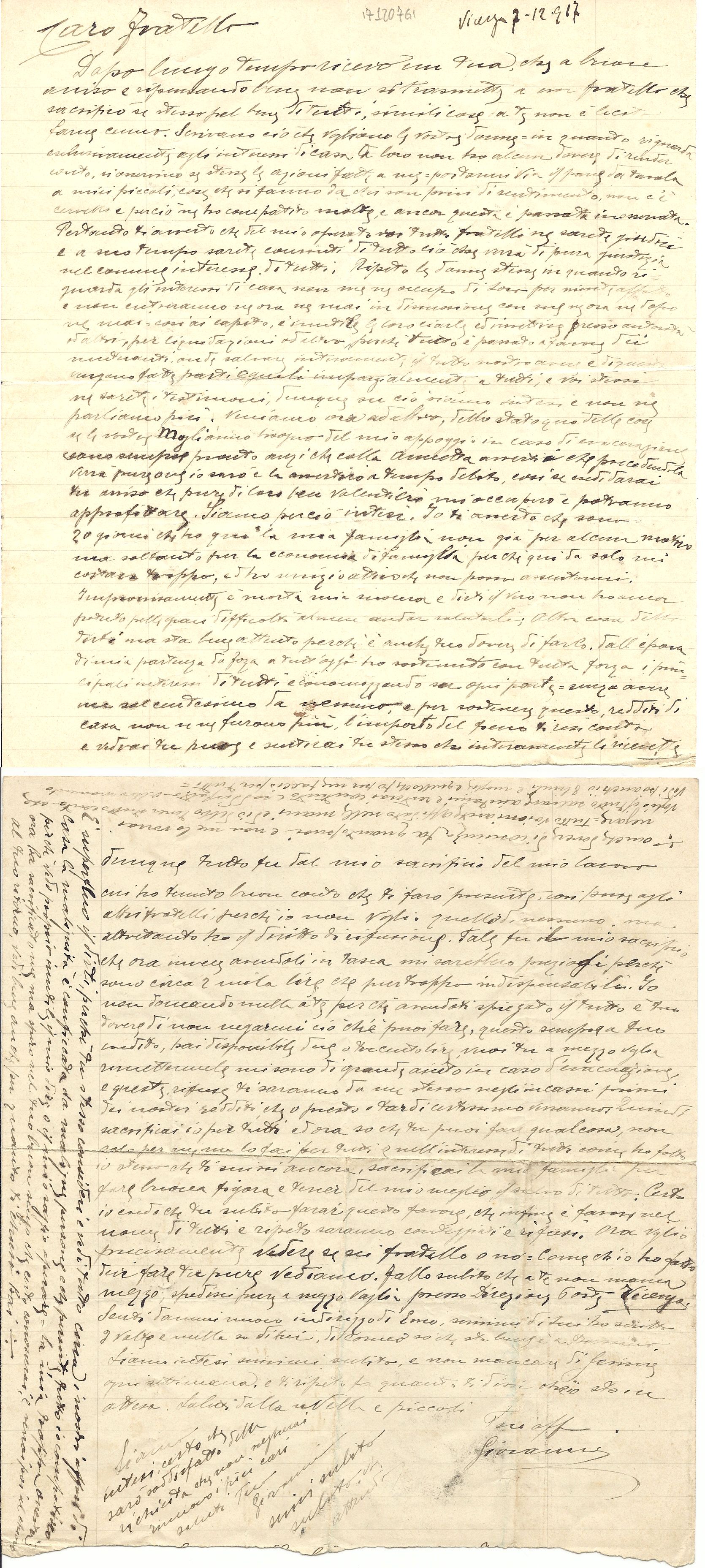 Lettera di Giovanni a Giulio del 7 dicembre 17