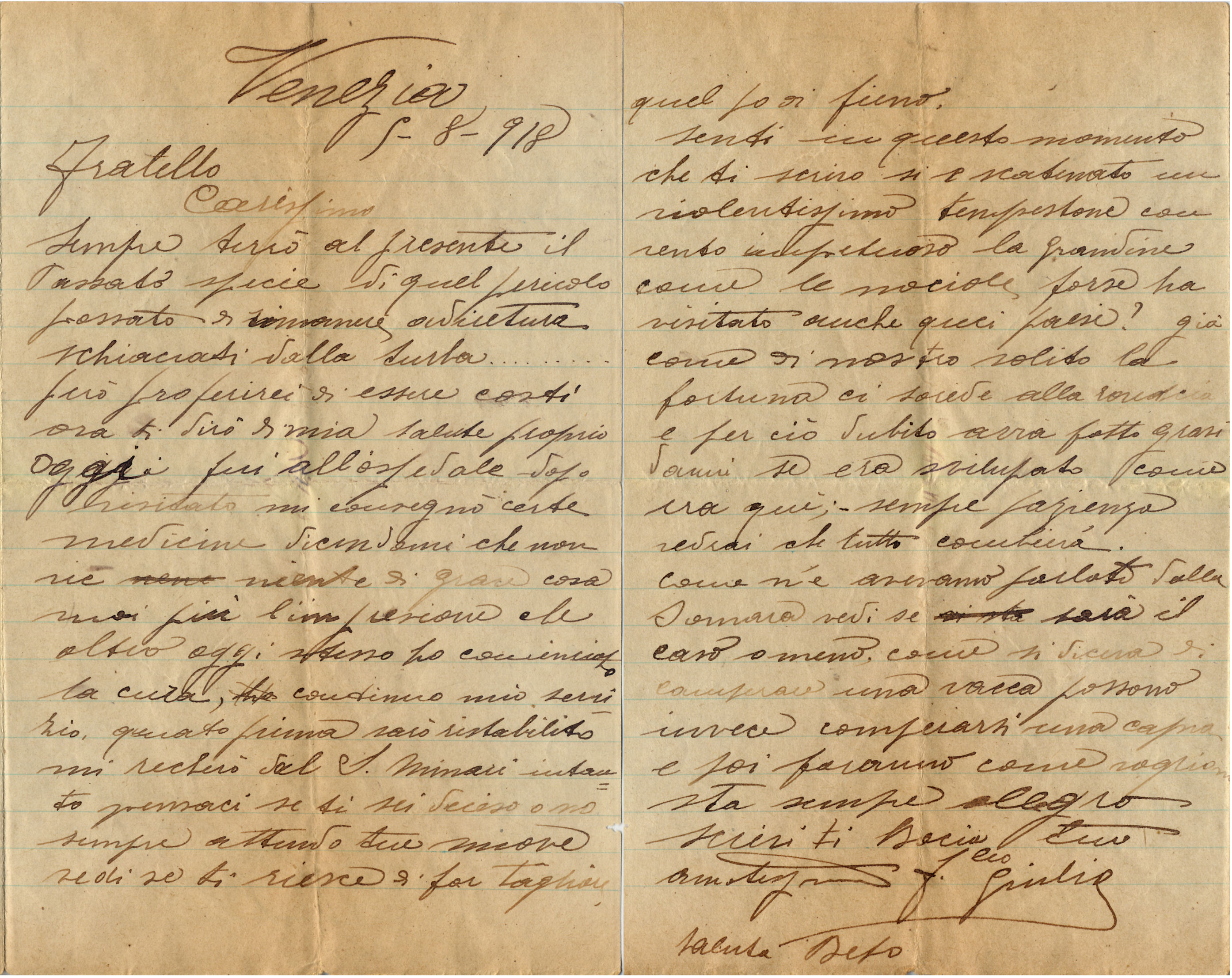 Lettera di Giulio del 5 agosto 18